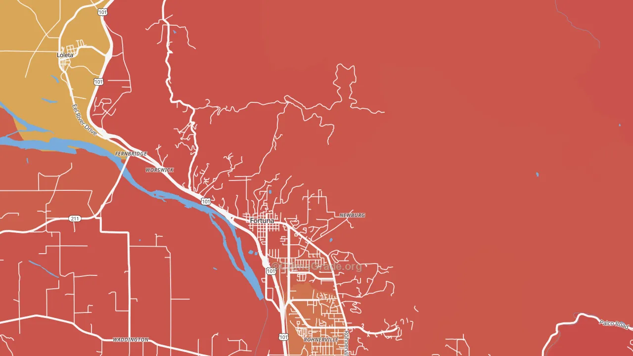 Newburg, CA Map of Robbery Rates