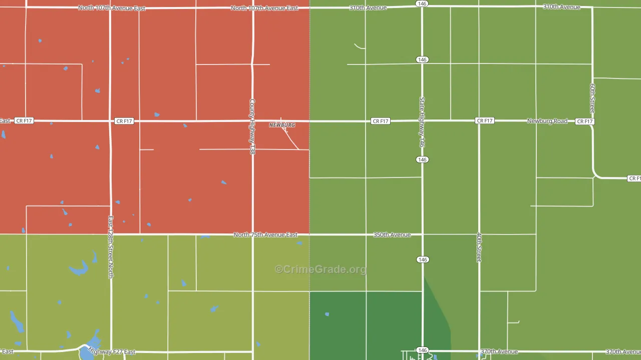 Newburg, IA Map of Robbery Rates