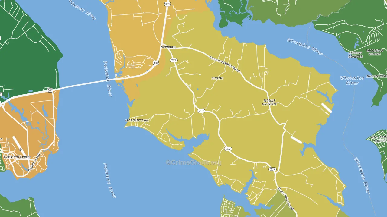Newburg, MD Map of Robbery Rates