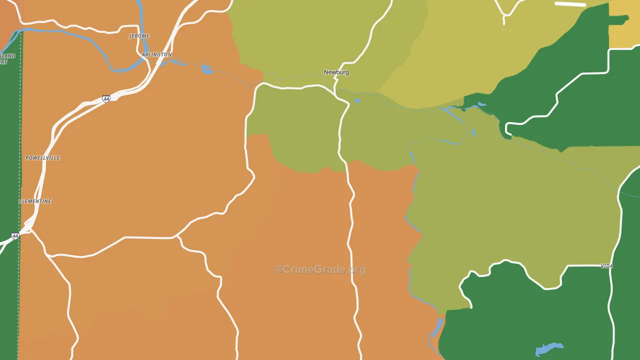 Newburg, MO Map of Robbery Rates