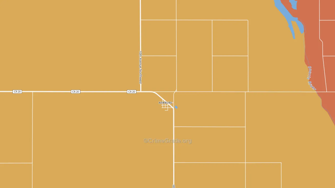Newburg, ND Map of Robbery Rates