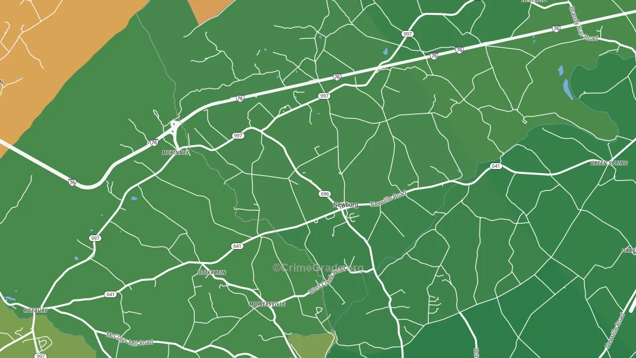 Newburg, PA Map of Robbery Rates