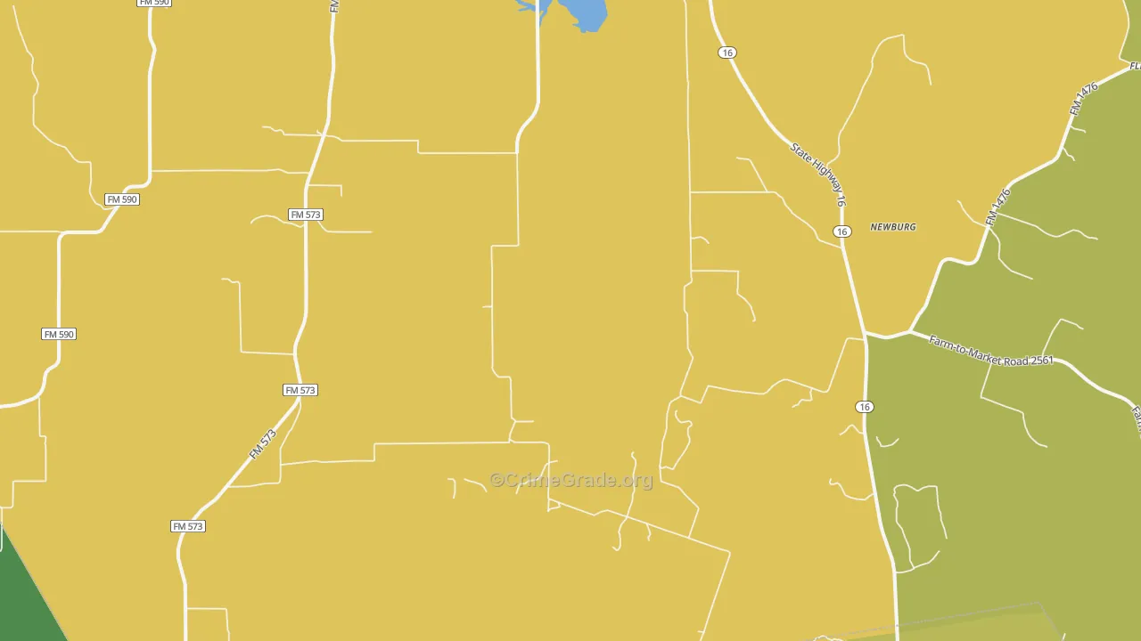 Newburg, TX Map of Robbery Rates