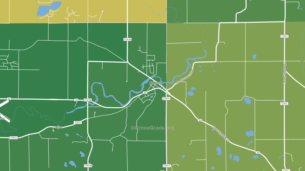 Newburg, WI Map of Robbery Rates