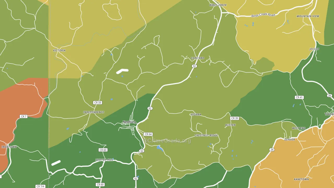 Newburg, WV Map of Robbery Rates