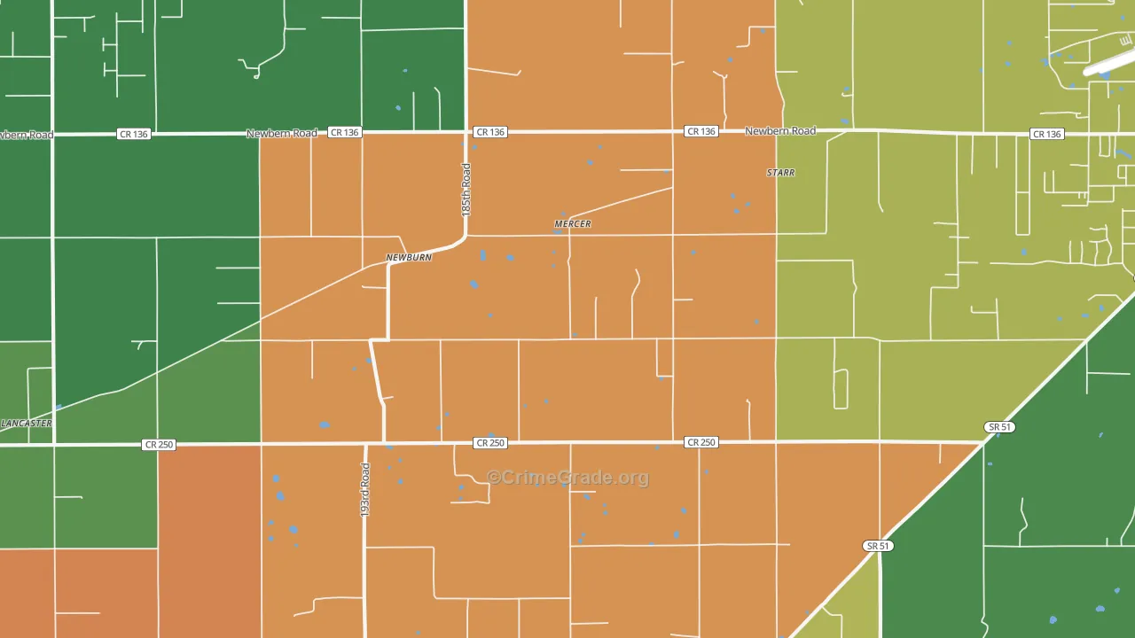 Newburn, FL Map of Robbery Rates