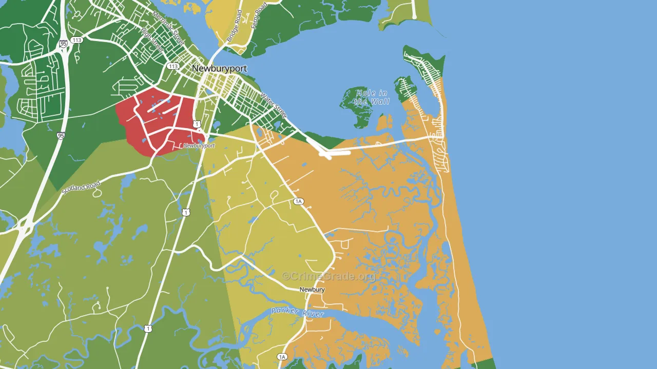 Newbury, MA Map of Robbery Rates