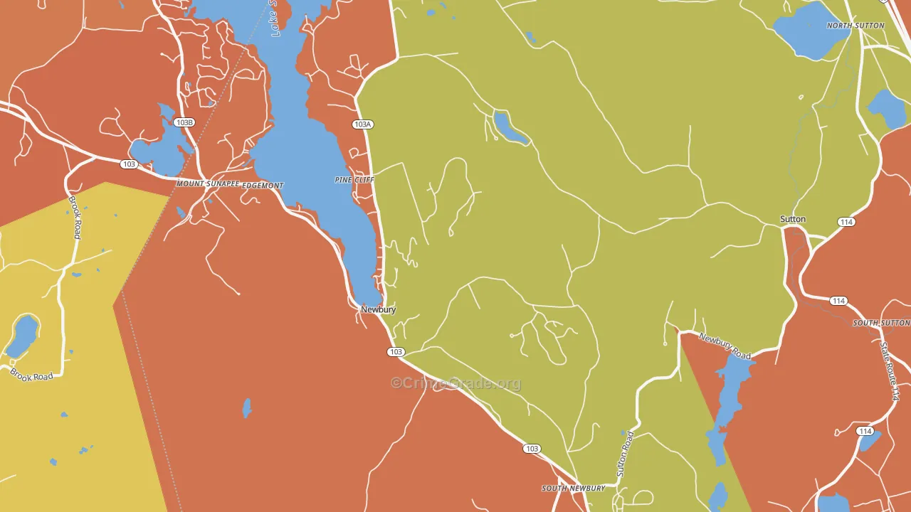 Newbury, NH Map of Robbery Rates