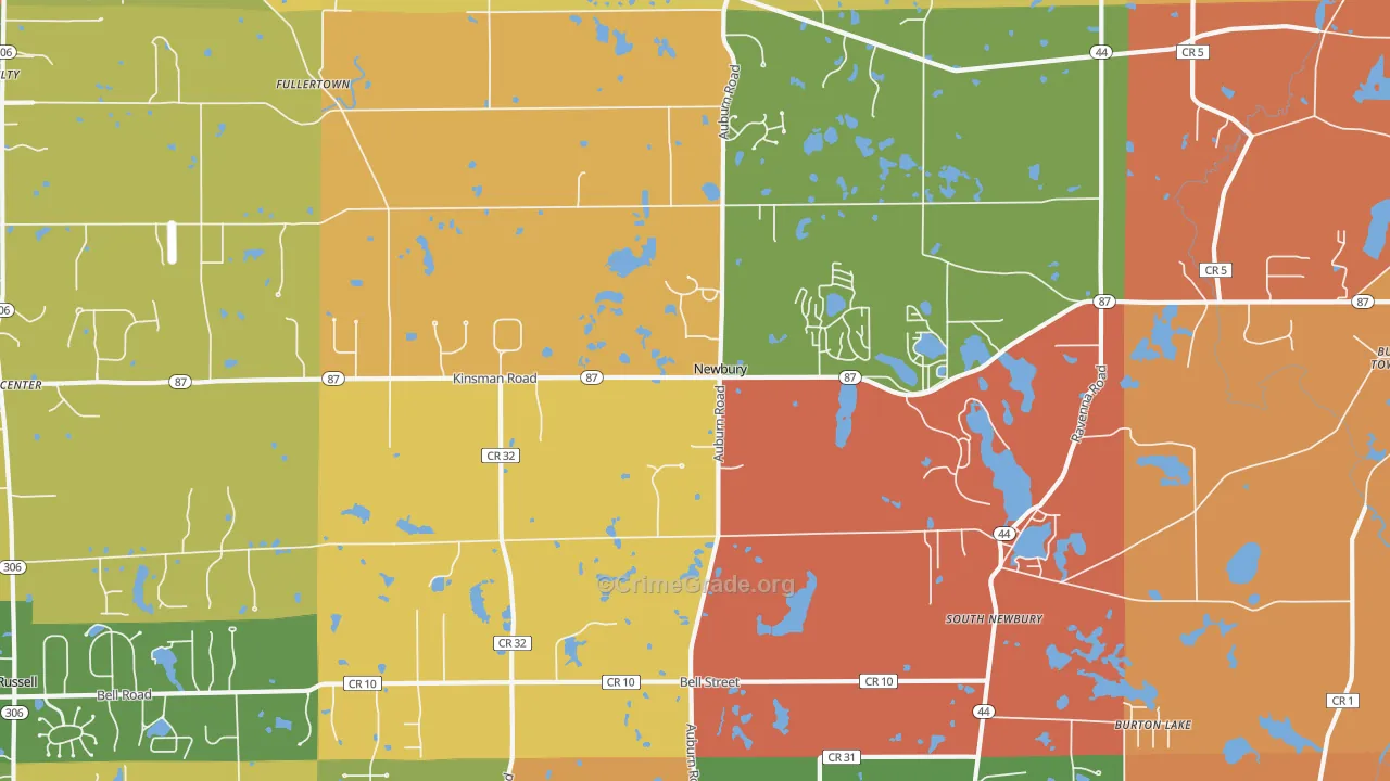 Newbury, OH Map of Robbery Rates