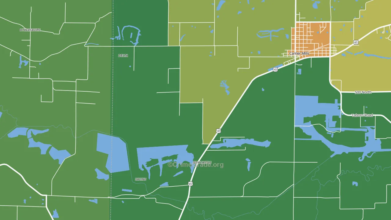 Newcastle, IL Map of Robbery Rates