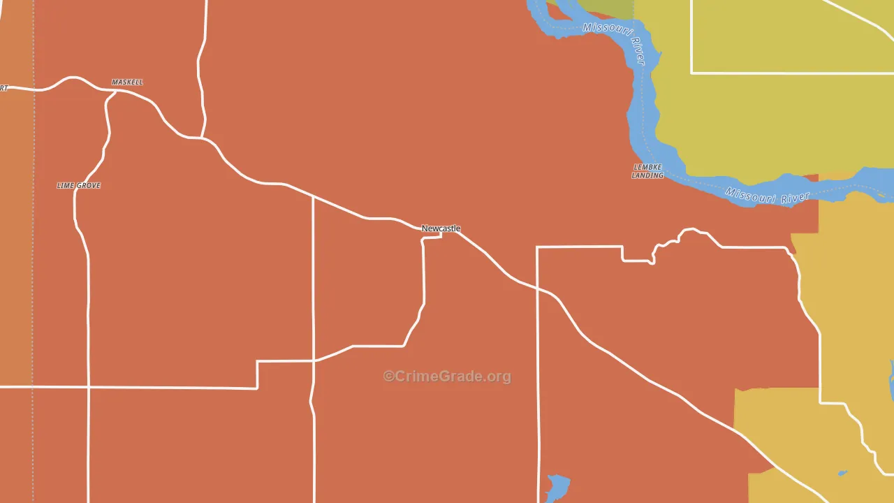 Newcastle, NE Map of Robbery Rates