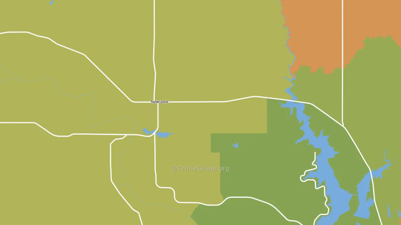 Newcastle, TX Map of Robbery Rates