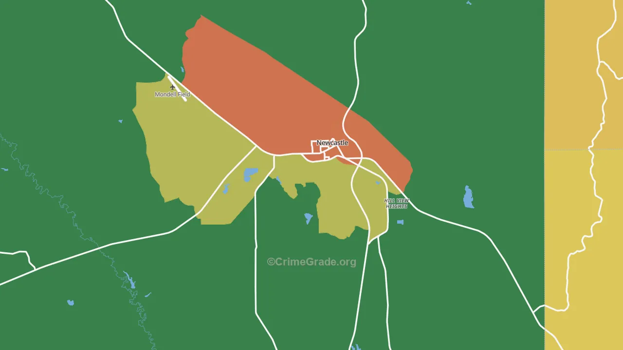 Newcastle, WY Map of Robbery Rates
