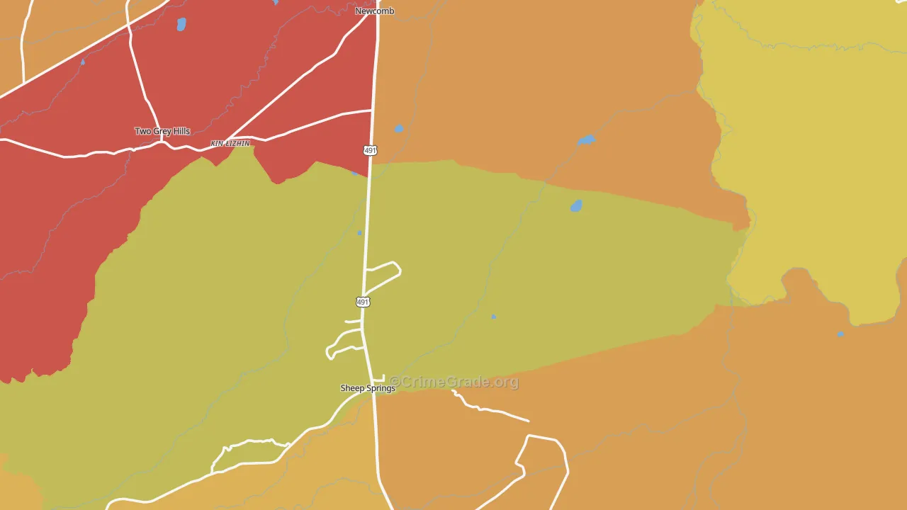 Newcomb, NM Map of Robbery Rates