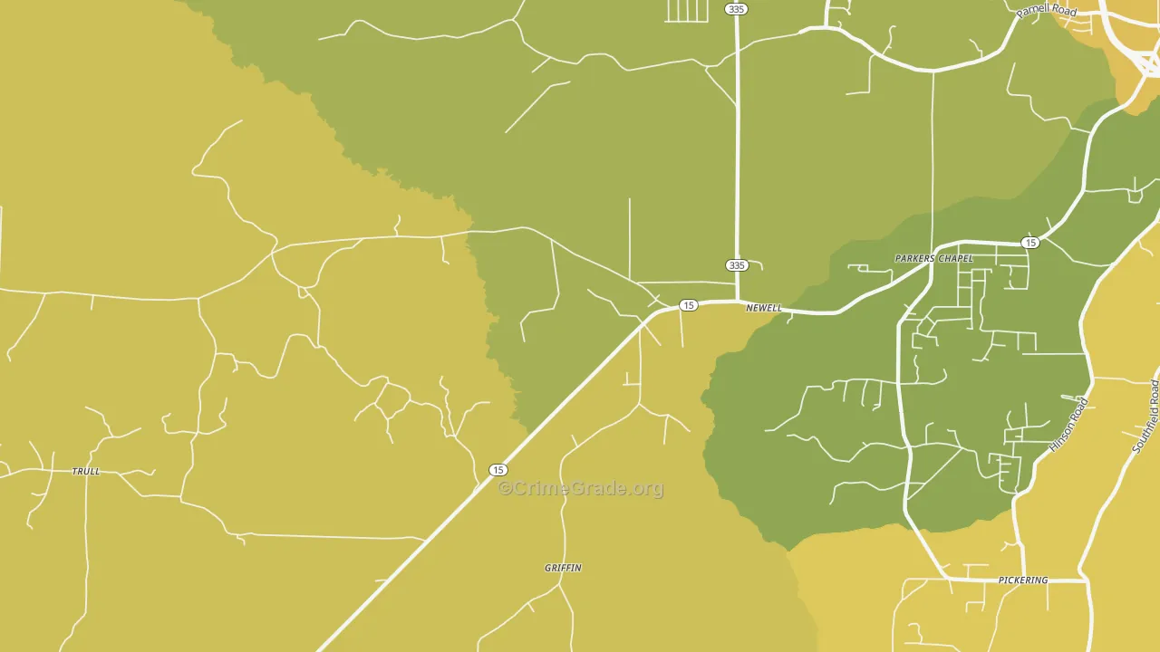 Newell, AR Map of Robbery Rates