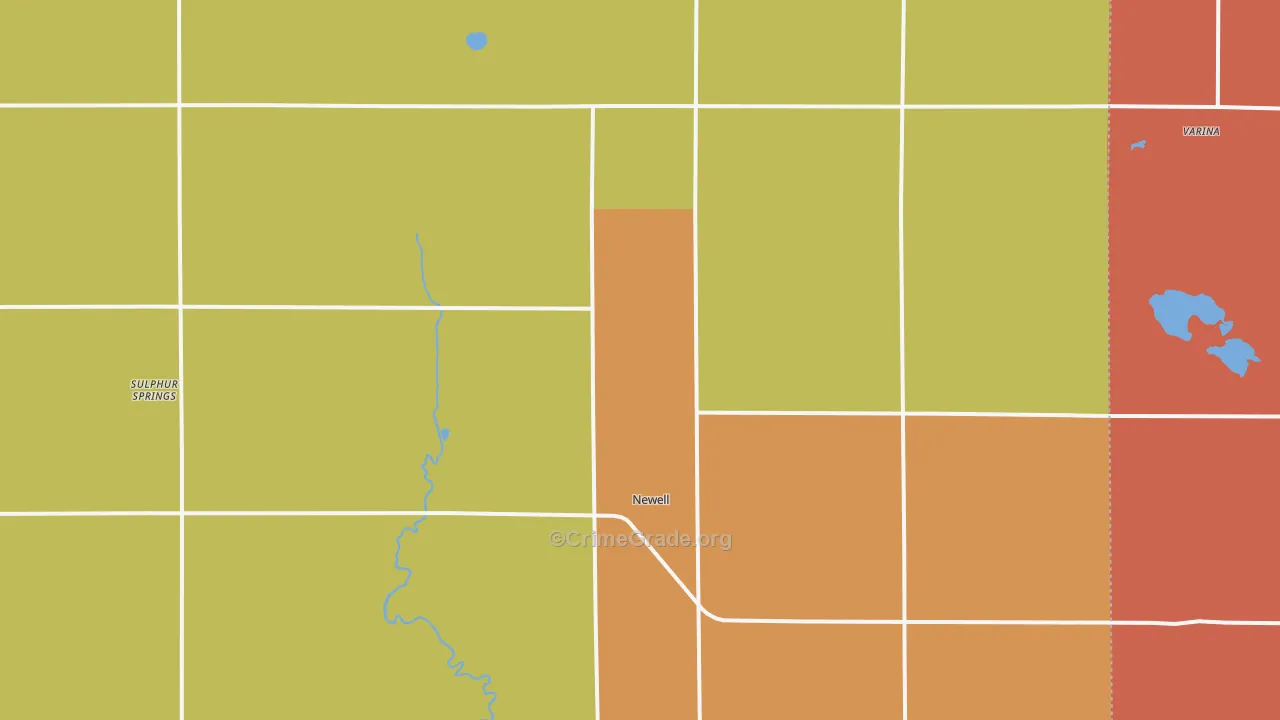 Newell, IA Map of Robbery Rates