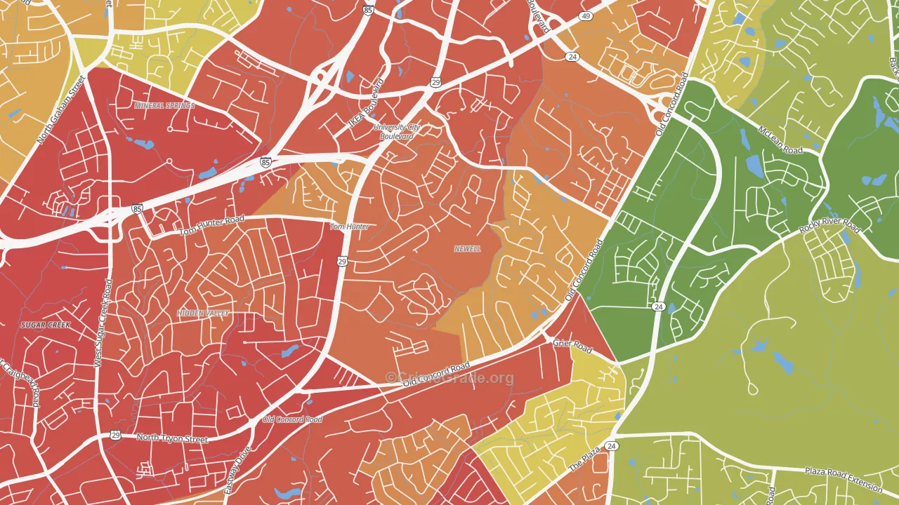 Newell South, Charlotte, NC Map of Robbery Rates