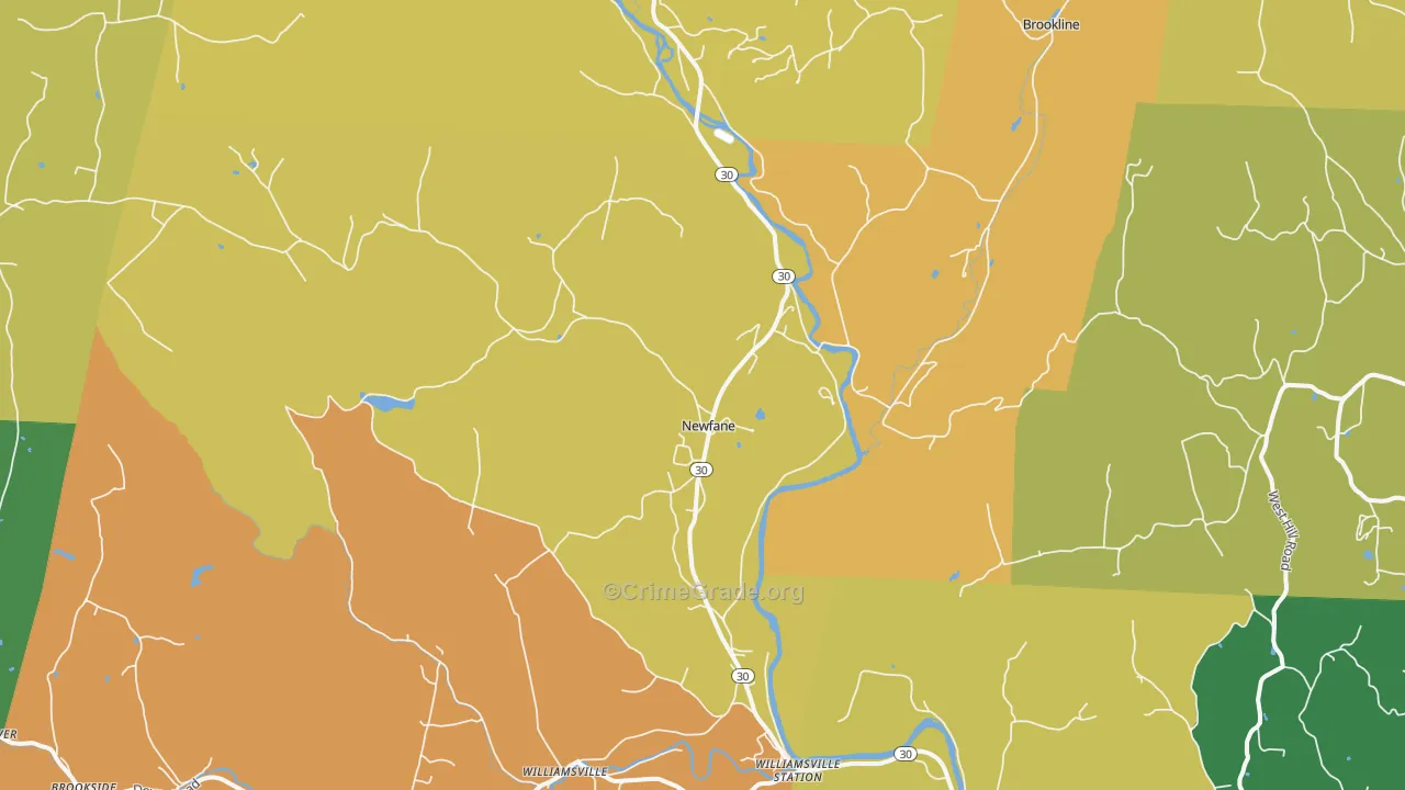 Newfane, VT Map of Robbery Rates