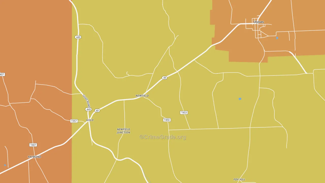 Newfield, PA Map of Robbery Rates