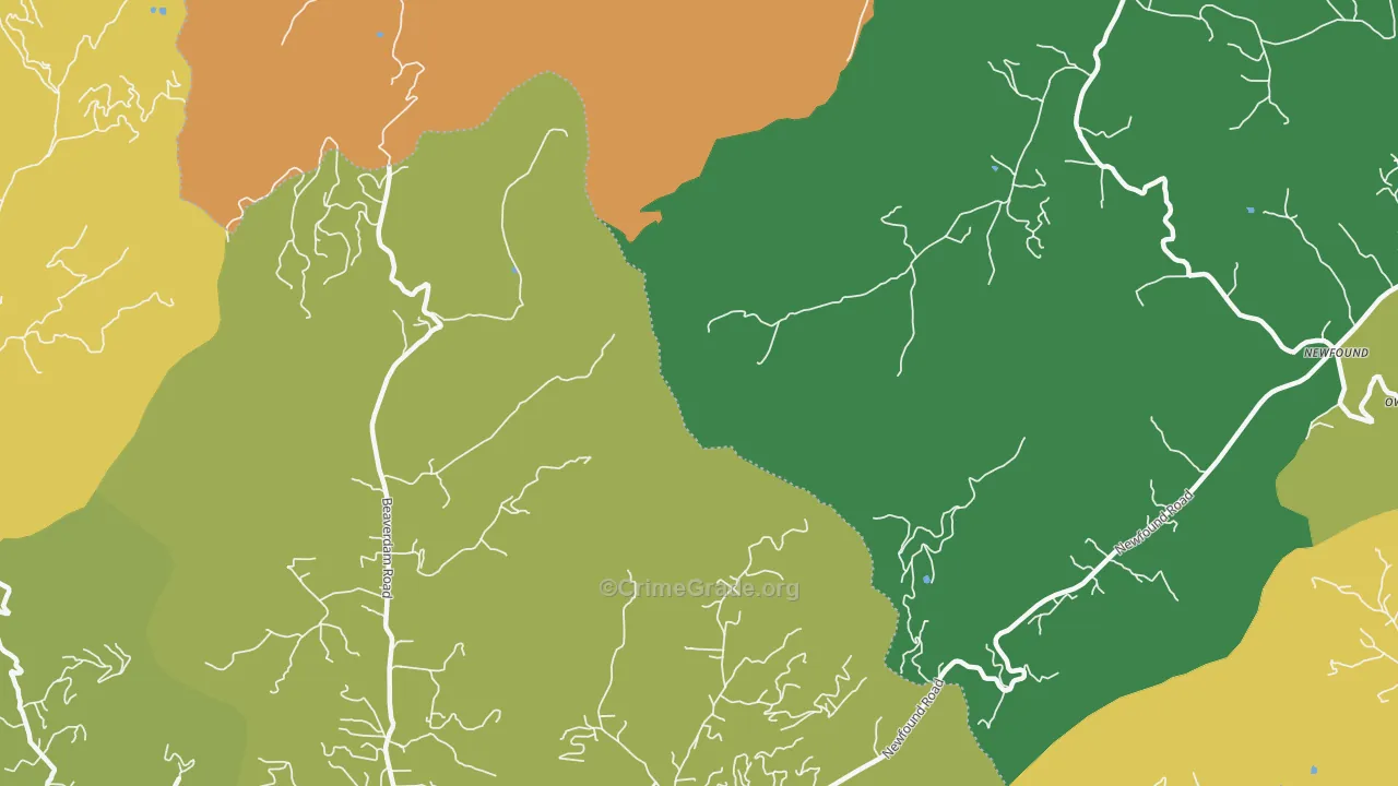 Newfound, NC Map of Robbery Rates