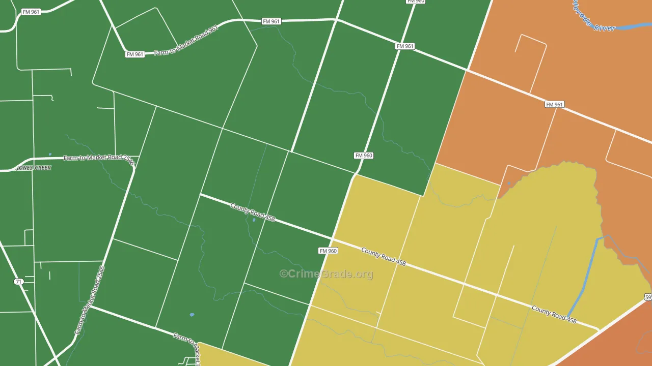 Newgulf, TX Map of Robbery Rates
