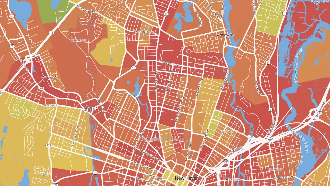 Newhallville, New Haven, CT Map of Robbery Rates
