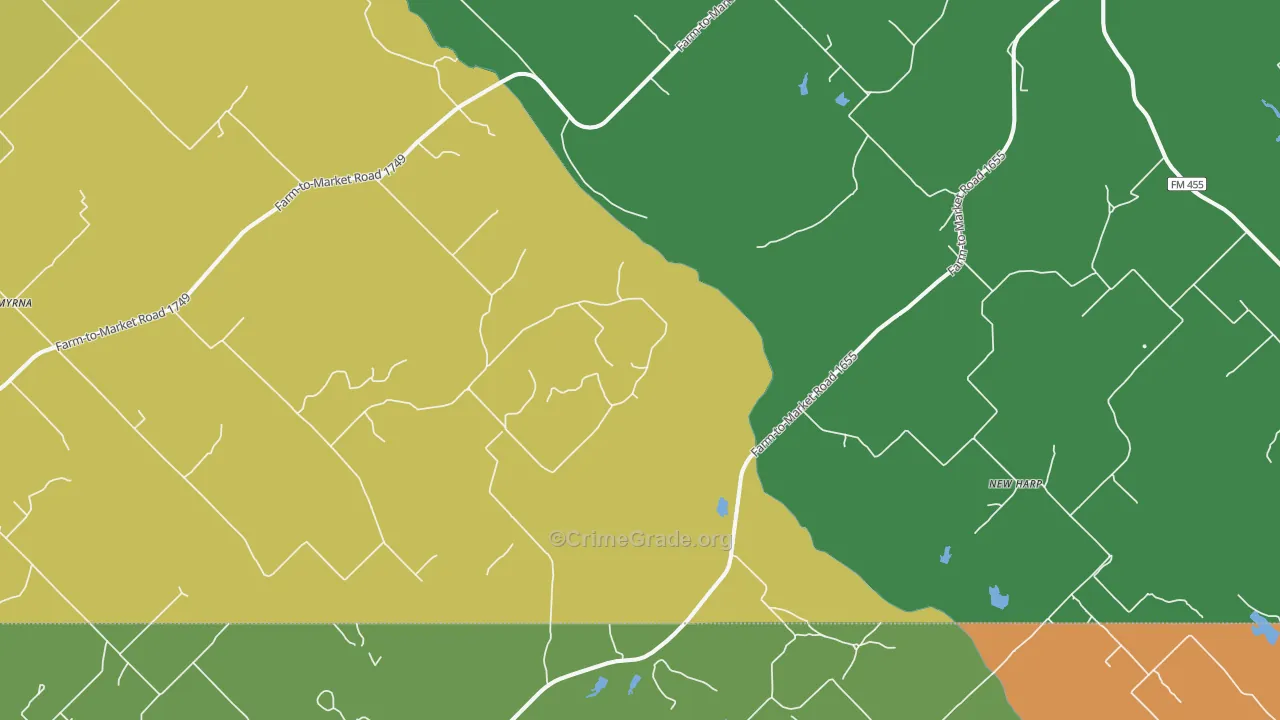 Newharp, TX Map of Robbery Rates