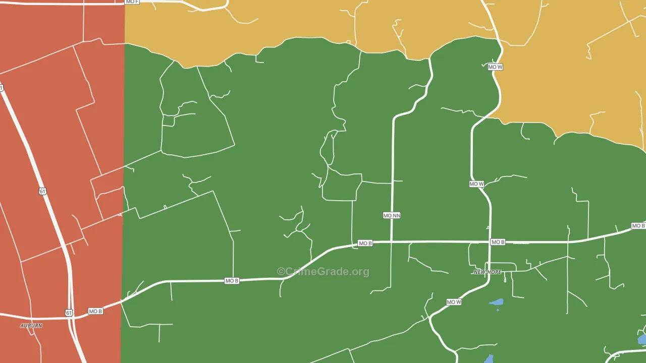 Newhope, MO Map of Robbery Rates