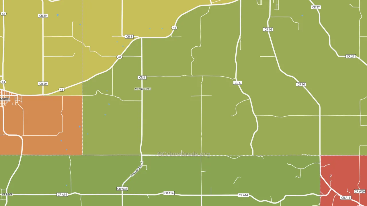 Newhouse, MN Map of Robbery Rates