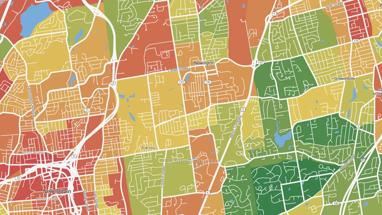 Newington, CT Map of Robbery Rates