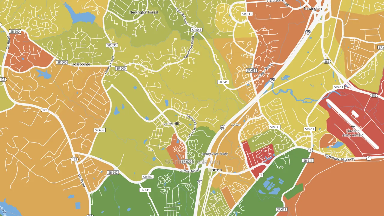 Newington Forest, VA Map of Robbery Rates