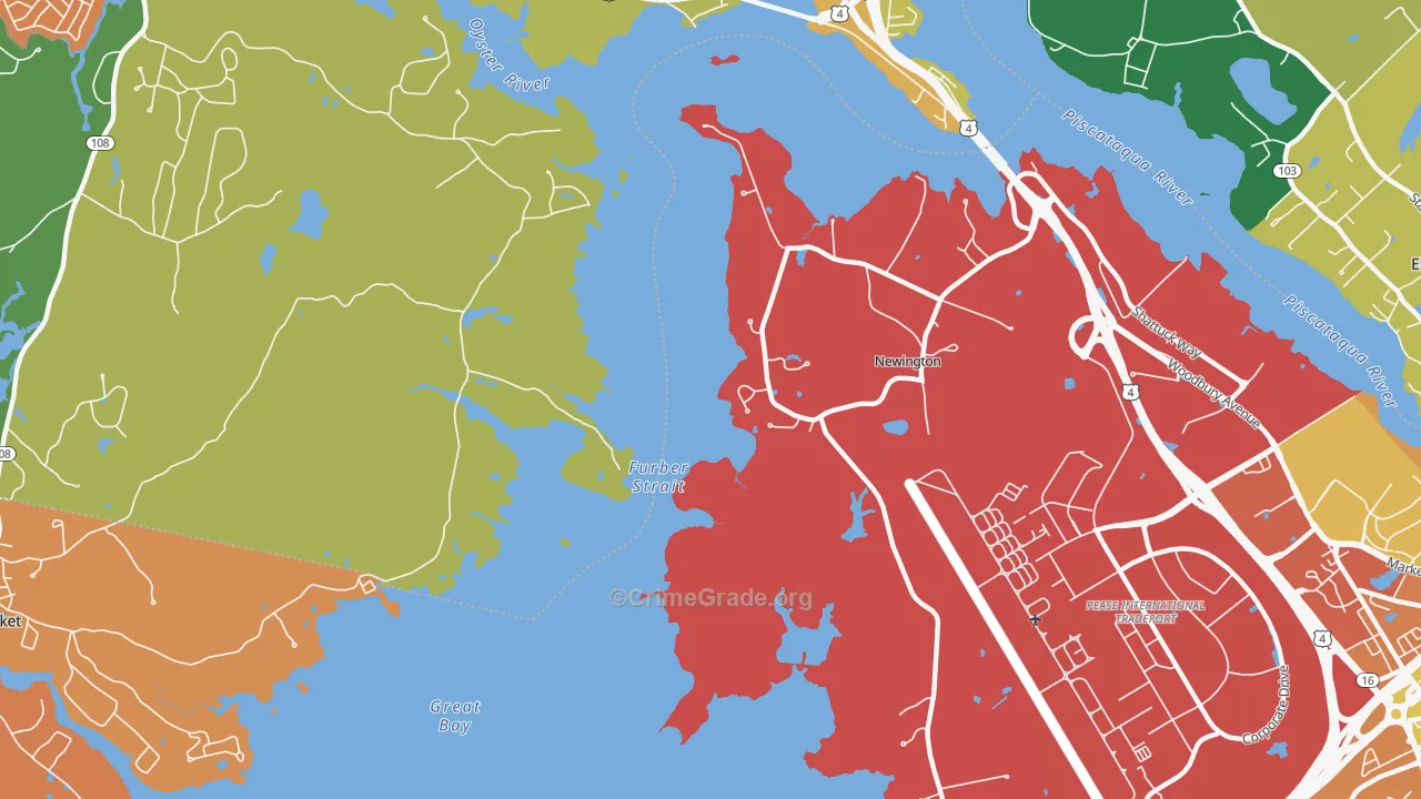 Newington, NH Map of Robbery Rates