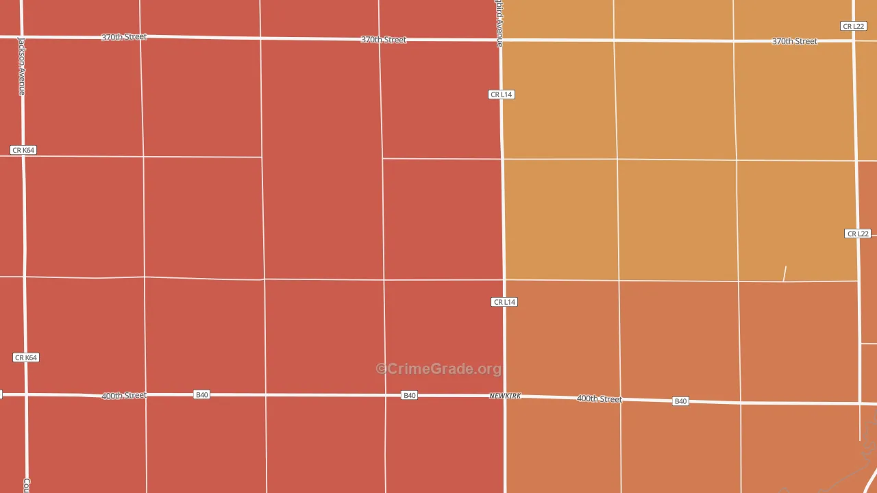 Newkirk, IA Map of Robbery Rates