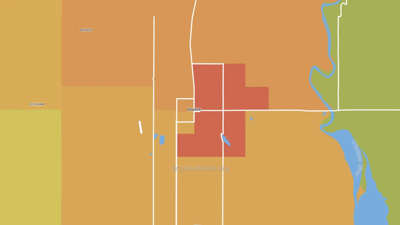 Newkirk, OK Map of Robbery Rates