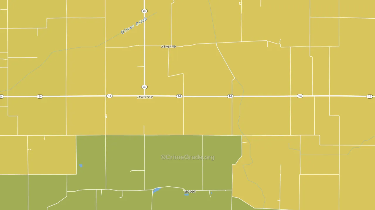 Newland, IN Map of Robbery Rates