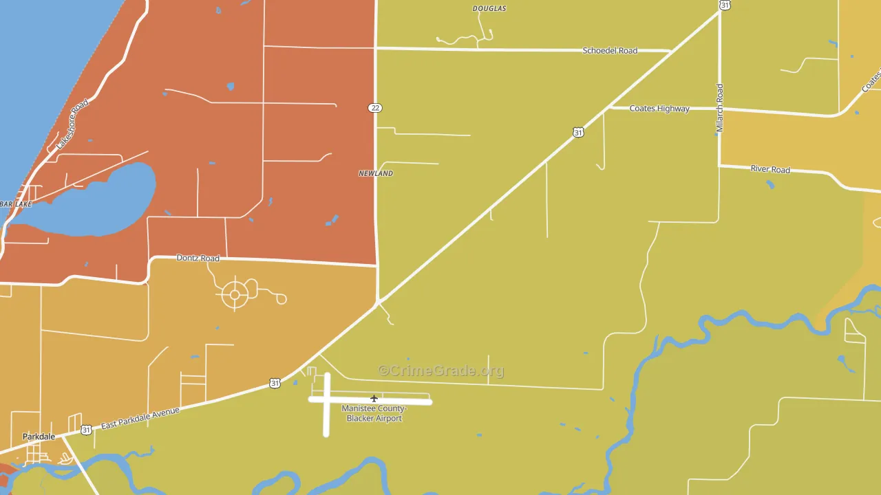 Newland, MI Map of Robbery Rates