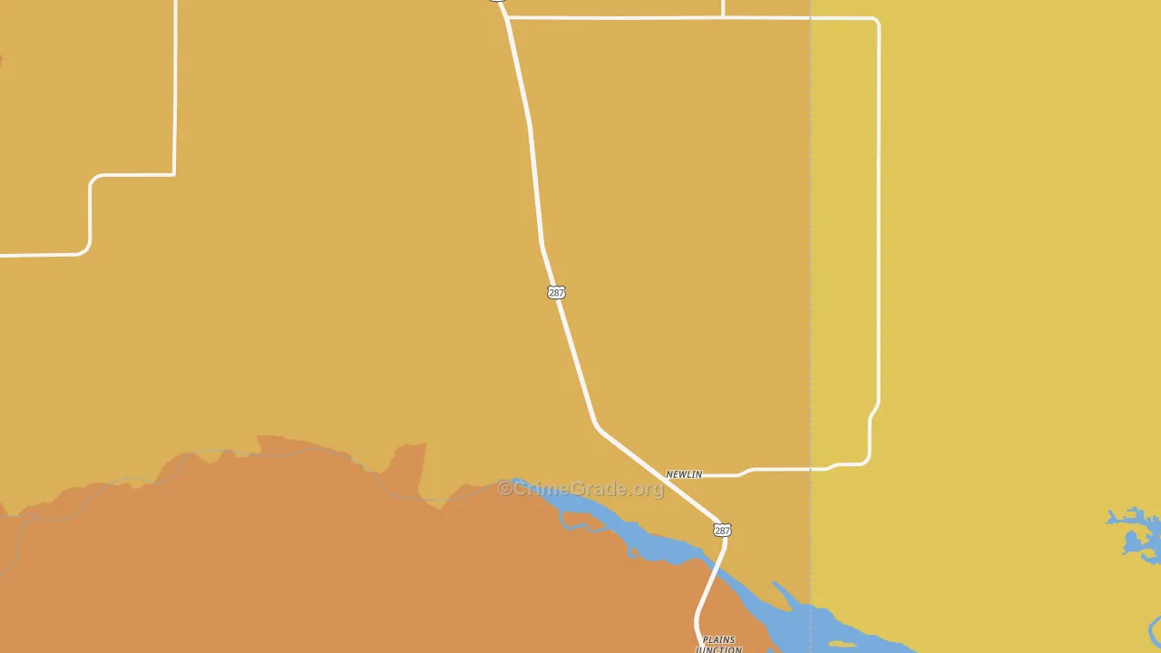 Newlin, TX Map of Robbery Rates