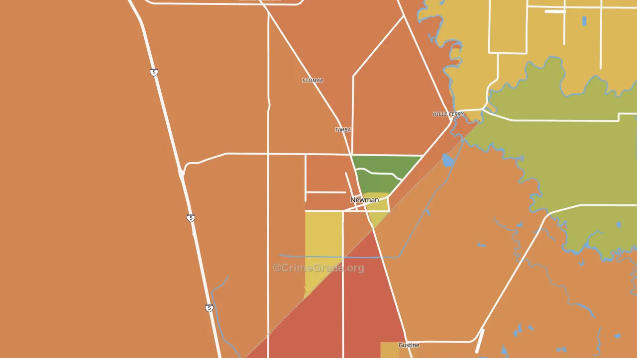Newman, CA Map of Robbery Rates
