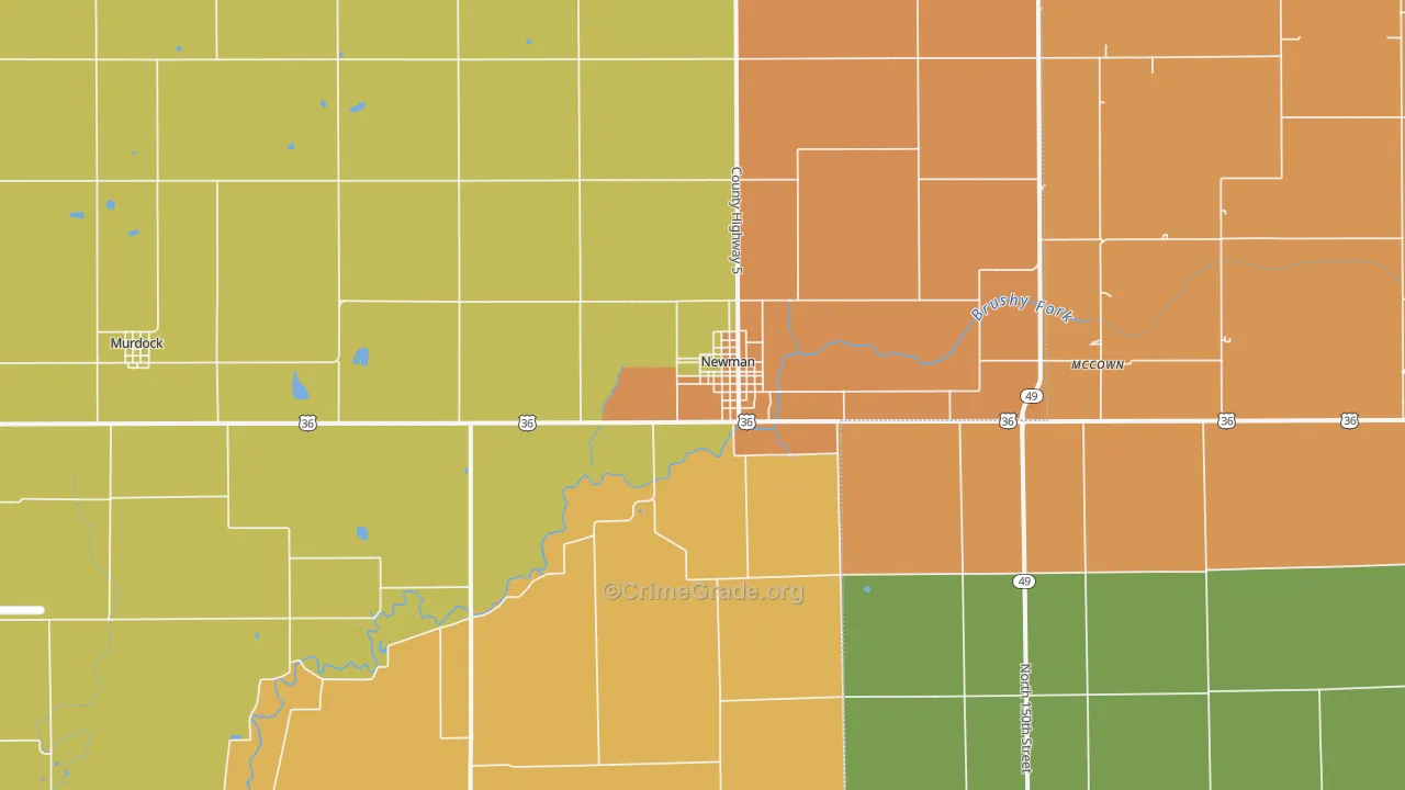 Newman, IL Map of Robbery Rates