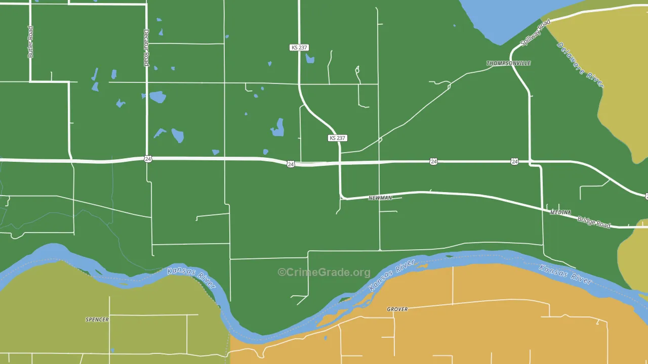 Newman, KS Map of Robbery Rates