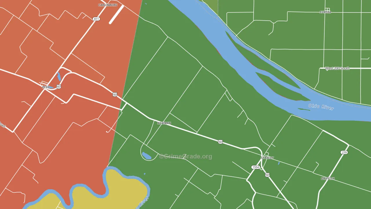 Newman, KY Map of Robbery Rates