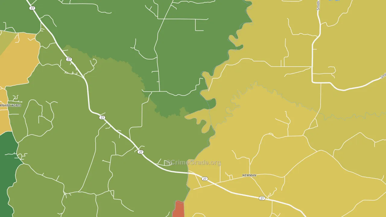 Newman, MS Map of Robbery Rates