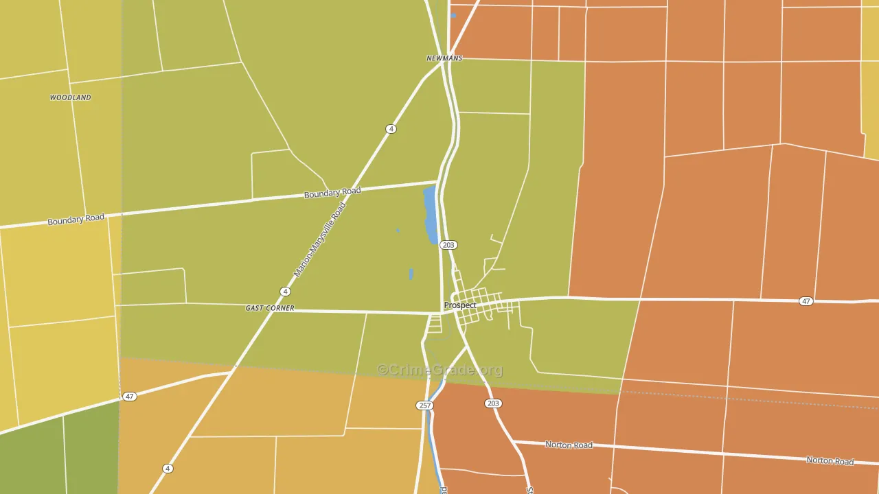 Newman, OH Map of Robbery Rates