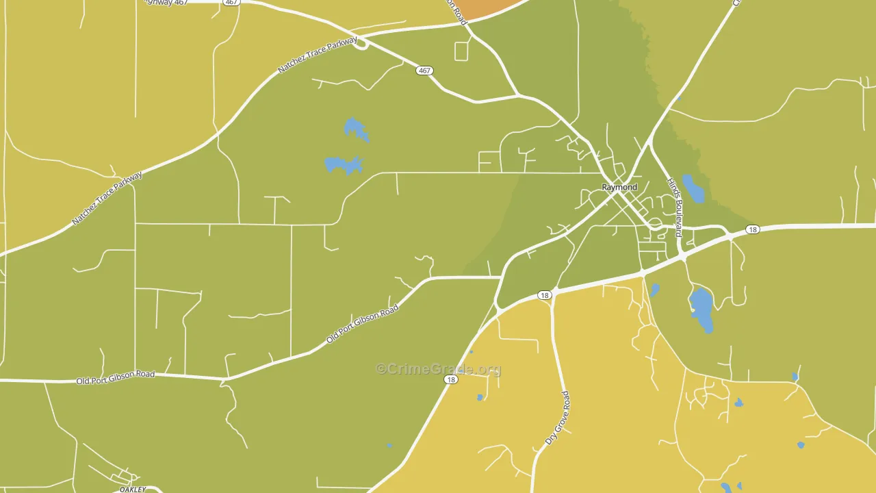Newmans Grove, MS Map of Robbery Rates