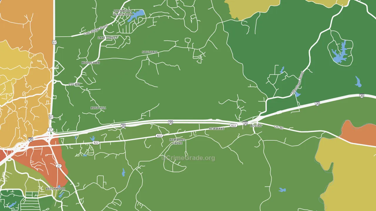 Newmans, MS Map of Robbery Rates