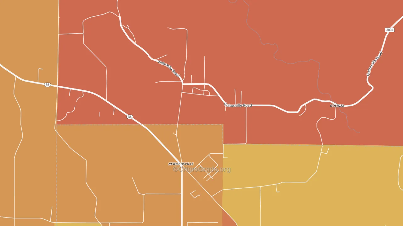 Newmansville, PA Map of Robbery Rates