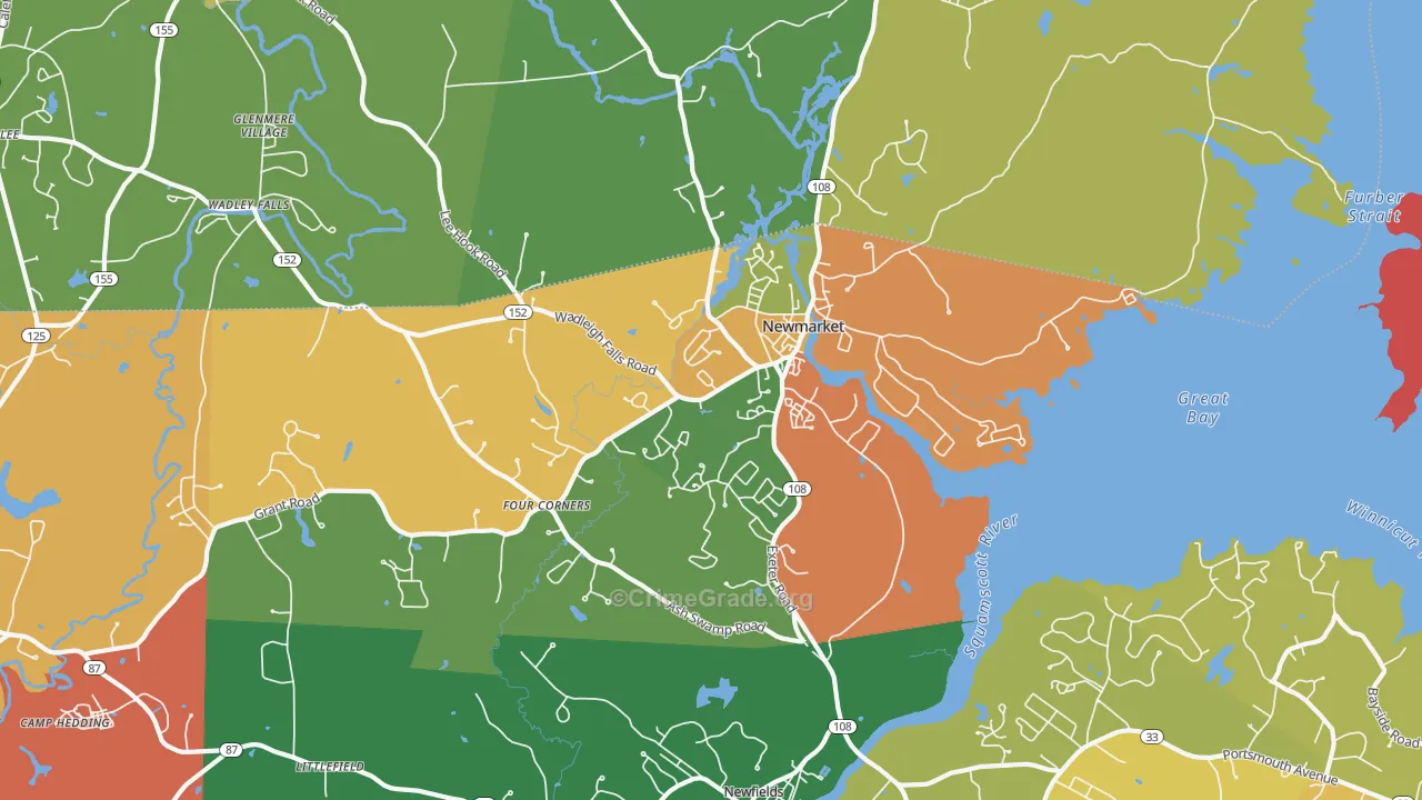Newmarket, NH Map of Robbery Rates