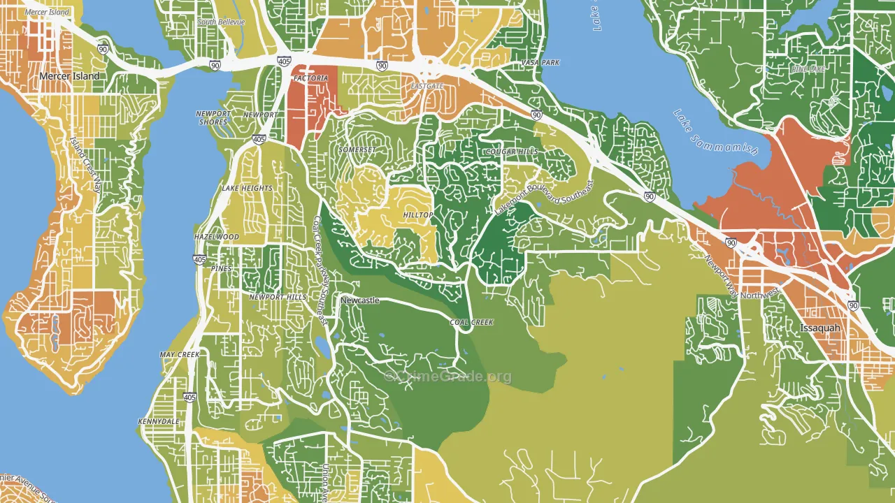 Newport, Bellevue, WA Map of Robbery Rates