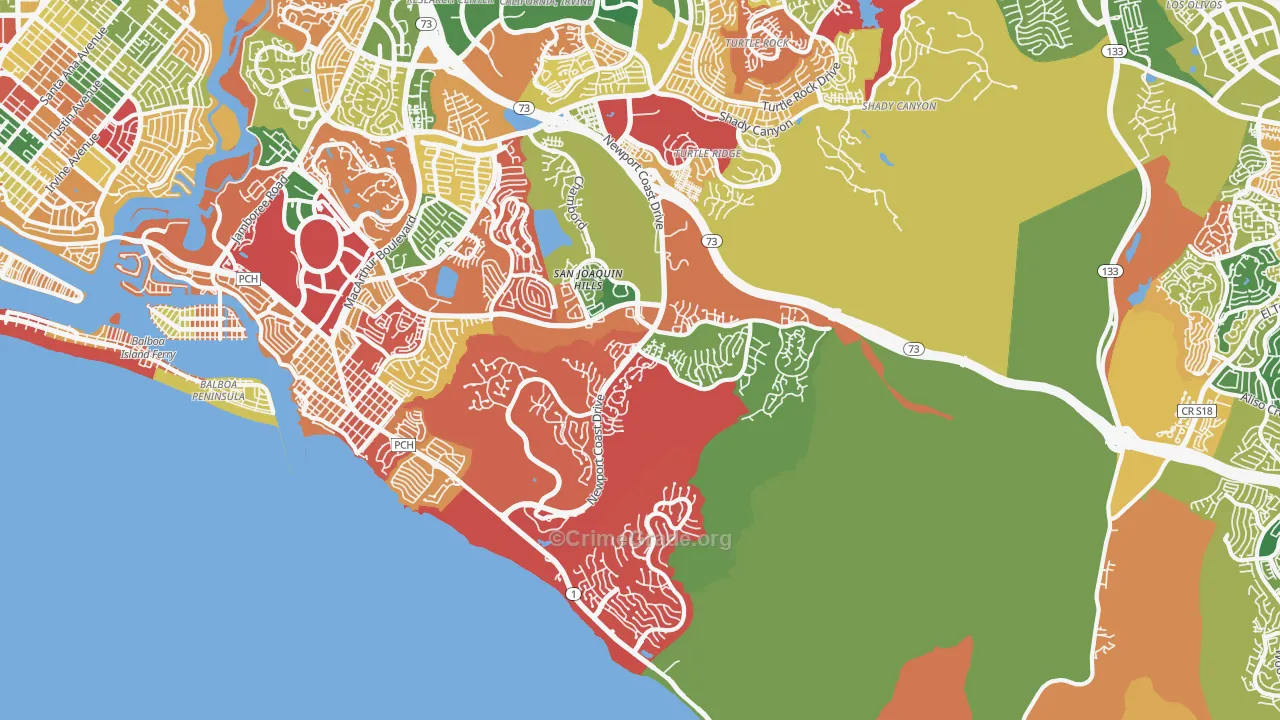 Newport Coast, CA Map of Robbery Rates