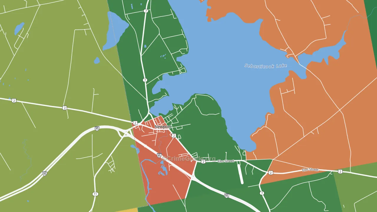 Newport, ME Map of Robbery Rates
